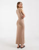 ribbed midi tank dress in stone