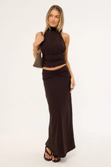 Perfect Stranger Aria Maxi Skirt Brown