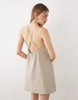 low back tailored mini dress in stone