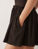 dropped waist mini dress with crinkle cotton skirt in chocolate