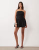 The Frolic exclusive cotton poplin ruched detail frill hem mini dress in black