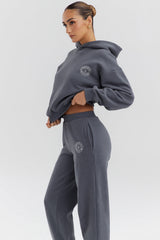 slate cotton fleece-back hoodie