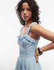 Reclaimed Vintage maxi summer dress with broderie seam and bust detail in blue
