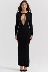 black knit maxi dress
