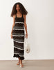 Miss Selfridge crochet maxi dress in chocolate striped print