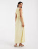 PIECES sleeveless smocking ditsy floral maxi dress in pastel yellow