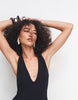 Weekday maxi dress with deep v neck and racer back metal detail in black