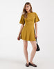 cinched seam detailing mini dress in olive