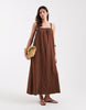 ONLY cheesecloth maxi dress in chocolate brown