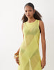 sheer maxi dress in bright yellow