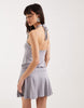 Motel Kureha grommet trim halter neck jersey mini dress in lilac gray