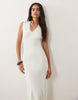 Mango compact knit sleeveless midi dress in white