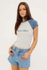 Thrills Lola Mid Rise Denim Shorts Lucid Blue
