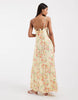 Vero Moda ruched bust detail cami midi dress in yellow based floral print