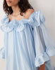 YAS bardot ruffle detail mini dress in blue