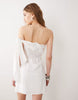 SNDYS linen blend strapless foldover tie shoulder mini dress in white