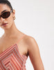 Vero Moda Maternity chevron knit crochet cami midi dress in pink