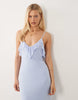 plunge maxi dress with backless frill detailing in baby blue