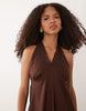 Mango Teen halterneck mini dress in brown
