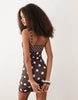 color block cami mini dress in polka dot print