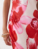 Vero Moda sleeveless open back satin midi dress with overblown floral print in light pink