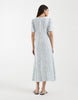 Vero Moda button down maxi dress in white and blue ditsy floral print