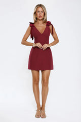 Understated Luxury Mini Dress Burgundy