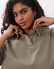 Curve denim trapeze polo dress in khaki