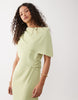 fallen shoulder midi dress in sage