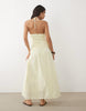 Mango textured halterneck maxi dress in pastel yellow