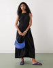 COLLUSION multi channel midi dress in black