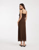 Vero Moda Tall frill trim cami midaxi dress in chocolate brown