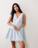 Miss Selfridge lace mix chambray denim dress in blue wash