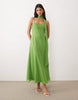 midi slip dress with scarf in green