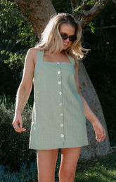 Everly Mini Dress ~ Field Green Gingham