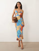 Never Fully Dressed Patti satin cami bias midi dress in shell print