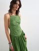 Topshop deep v-back strappy midaxi sundress with cording in green