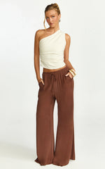 Bailey Top - Linen One Shoulder Pleated Bodice Top in Natural