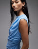 & Other Stories draped midi dress in bright blue
