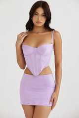 orchid satin mini skirt