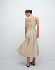 shirred cotton poplin maxi sundress with dropped waist in stripe