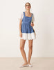 Miss Selfridge broderie mix denim mini wash dress