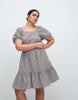 Noisy May Curve tiered seersucker mini dress with open tie back in chocolate gingham