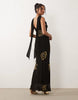 Never Fully Dressed Simona scarf neck sleeveless sequin detail maxi dress in black