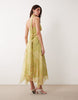 maxi slip dress with scarf detail in green floral print