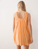 ruched neck mini sundress in orange spritz performance fabric