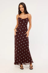 Perfect Stranger Naya Polka Maxi Skirt Blue/Brown Polka