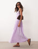 crinkle maxi sundress with shirred dropped waist in lilac