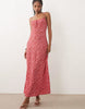 Mango strappy maxi dress in pink ditsy floral print