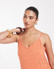 Vero Moda Maternity jersey floral broderie cami midi dress in orange